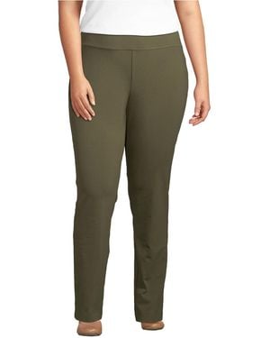 Lands' End Plus Size Starfish Mid Rise Slim Leg Pants - Green