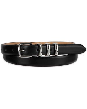 Cole Haan Skinny Triple Metal Keeper Dress Belt - Black
