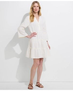 Lands' End Gauze Tiered Dress - White