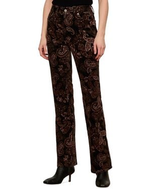 Sanctuary Petite Play Date Velvet-paisley Bootcut Pants - Black