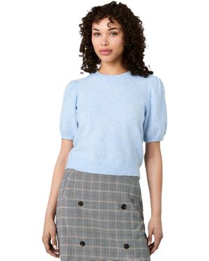 French Connection Yulia Knit Puff-sleeve Top - Blue