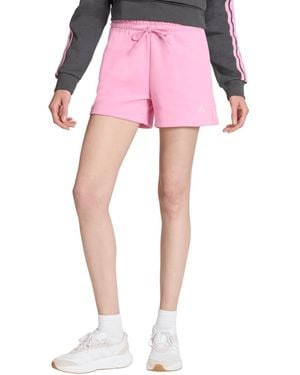 adidas Essentials Small Logo Fleece Shorts - Pink