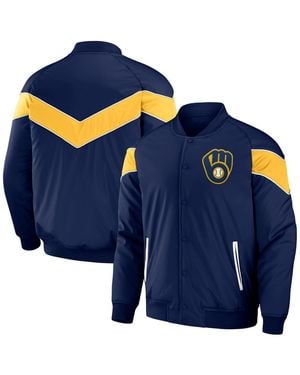 Fanatics Darius Rucker Collection By Milwaukee Brewers Baseball Raglan Full-snap Jacket - Blue