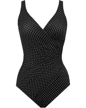 Miraclesuit Plus Size Pin Point Oceanus One Piece Swimsuit - Black