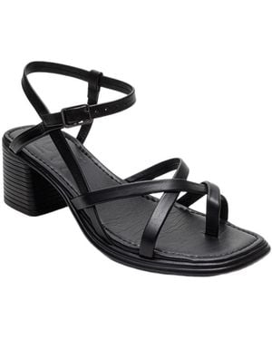 Forever & Always Shoes Lavish Leather Block Heel Sandal - Black