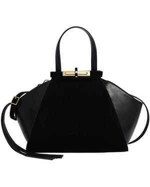 Kenneth Cole Detachable Leather Small Crossbody Satchel Handbag - Black