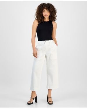 Liverpool Los Angeles Petite Stride High-rise Wide-leg Crop Jeans - White