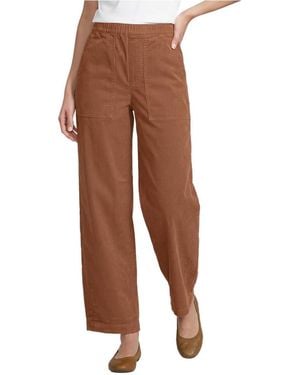 Lands' End Petite Corduroy High Rise Pull On Utility Barrel Leg Pants - Brown