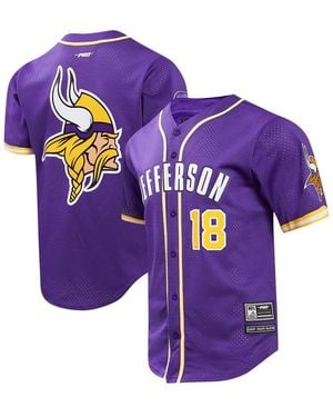 Pro Standard Justin Jefferson Minnesota Vikings Baseball Button-up Shirt - Purple
