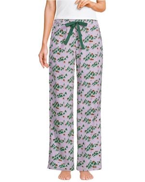 Lands' End Flannel Wide Leg Sleep Pants - Gray