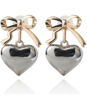 BCBGeneration Silver Heart Drop Earrings - Metallic
