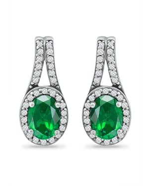 Giani Bernini Created Green Quartz And Cubic Zirconia Halo Earrings