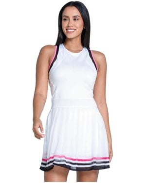 Lucky in Love Kinetic Energy Crewneck Sleeveless Fitted Dress - White