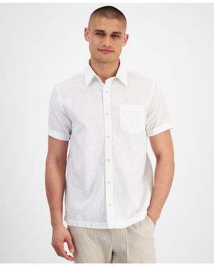 Sun & Stone Blake Chambray Short Sleeve Button-front Shirt, Created For Macy's - White