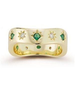 Rachel Zoe 14k Plated Sterling Silver Wavy Starbust Band Ring - Metallic