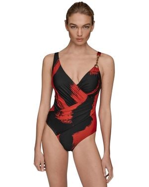Donna Karan Wrap Front One-piece Swimsuit - Red