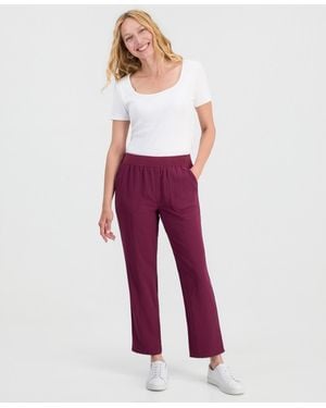 Style & Co. Mid-rise Pull On Straight-leg Ankle Pants - Red