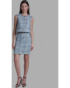 BCBGMAXAZRIA Tweed Zipper Mini Skirt - Blue