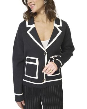Central Park West Astrid Piped Sweater Jacket - Black