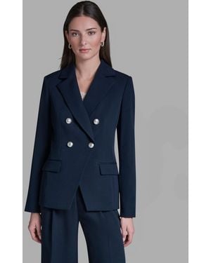 BCBGMAXAZRIA Double Breasted Long-sleeve Jacket - Blue