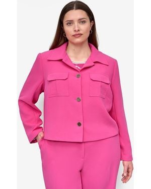 DKNY Plus Size Aero Crepe Button-front Jacket - Pink