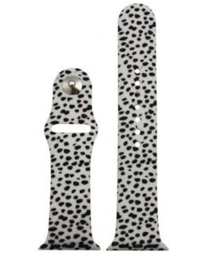 Olivia Pratt Cheetah Polka Dot Printed Silicone Apple Watch Bands - White
