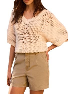 Mint Velvet Open Knit Crochet Top - Natural