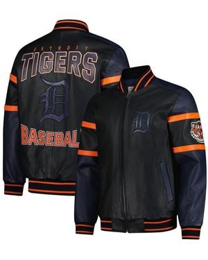G-III 4Her by Carl Banks Detroit Tigers Full-zip Leather Varsity Jacket - Black