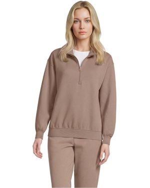 Lands' End Serious Sweats Relaxed Quarter Zip Pullover Sweatshirt - Brown
