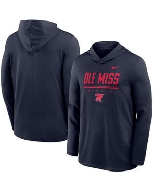 Nike Ole Miss Rebels Sideline Removable-sleeve Hoodie - Blue