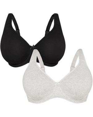 Fruit Of The Loom Fit For Me Collection: 2-pack Unlined Underwire Bra-cotton Comfort & Pinch-free Straps - Black