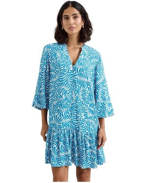 Phase Eight Phoebe V-neck Tiered-hem 3/4-sleeve Mini Dress - Blue
