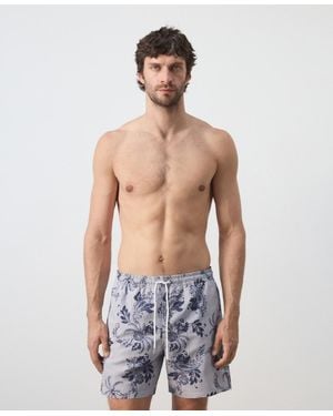 Mango Drawstring Printed Swimsuit - Blue