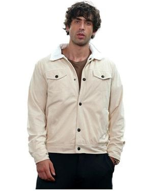 Campus Sutra Cream Utility-corduroy Jacket - Natural