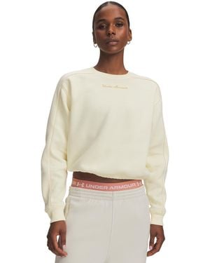 Under Armour Rival Shimmer Cropped Long-sleeve Crewneck Sweatshirt - Natural