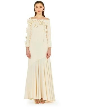 Amiri Off-the-shoulder Floral Embellished Flary Gown - White