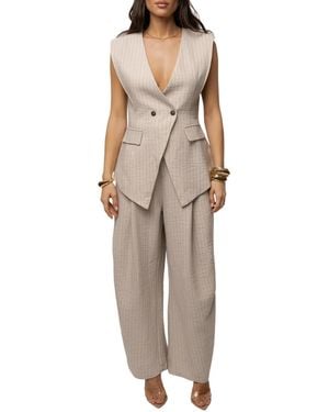 JLUXLABEL Power Pinstripe Pant Set - Natural