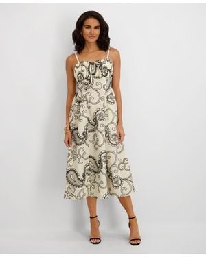 Kensie Embroidered Square Neck Dress - Metallic