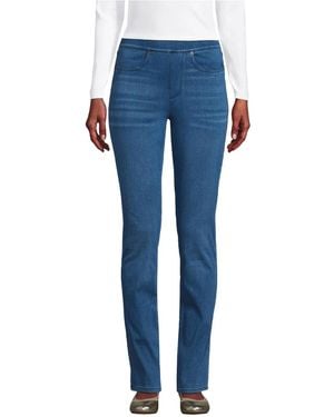 Lands' End Tall Starfish High Rise Knit Denim Straight Jeans - Blue