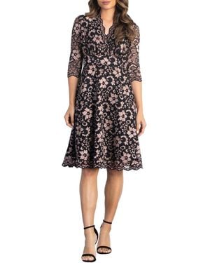 Kiyonna Mon Cherie Floral Lace Cocktail Dress - Black