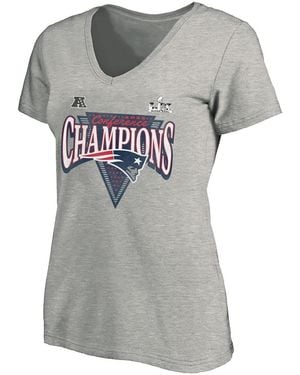Fanatics New England Patriots 2025 Afc Champions Plus Size Hail Mary Tri-blend V-neck T-shirt - Gray