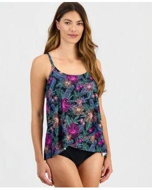 Island Escape Cape Town Underwire Tankini Top Macys Exclusive Bottoms - Blue