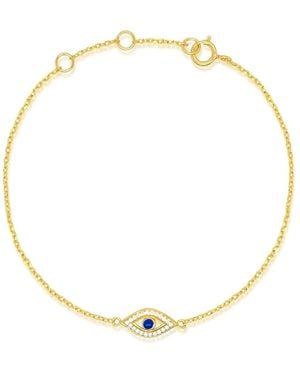 Etoile Gold Tone Cz And Created Sapphire Evil Eye Bracelet - Metallic