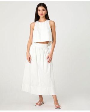 French Connection Cotton Poplin Pinstriped Shell Top Cotton Poplin Pinstriped Maxi Skirt - White