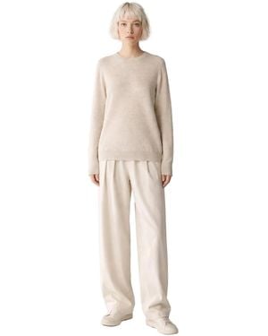 Gobi Cashmere Essential Cashmere Crew Neck Sweater - Natural