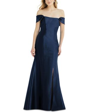Alfred Sung Bow-back Off-the-shoulder Gown - Blue