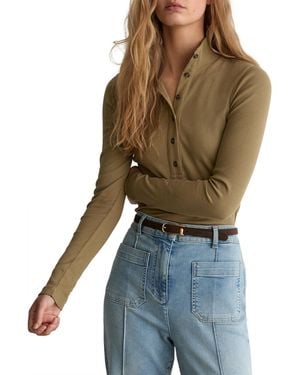 Reiss Ida Cotton-stretch Funnel-neck Top - Blue
