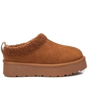 Xti Platform Suede Clog Slippers By - Brown