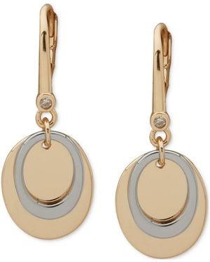 DKNY Two-tone Oval Shaky Crystal Faceted Drop Earrings - Natural