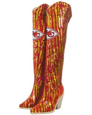 Fabgating By Cuce Kansas City Chiefs Over-the-knee Two-tone Sequin Boots - Orange
